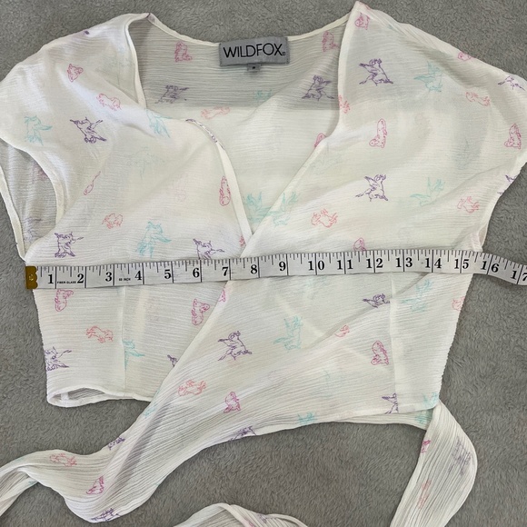 Wildfox Couture Short Sleeve Wrap Top Size Small - Picture 8 of 9